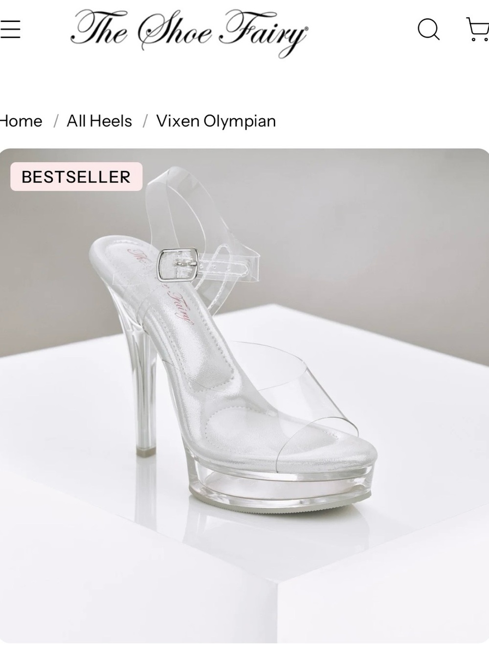 Clear Vixen Olympian Platform Heels - Silver Accent